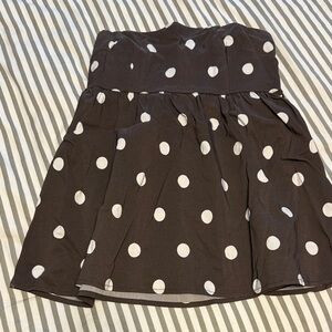 Polka Dot Brown & White Strapless Top